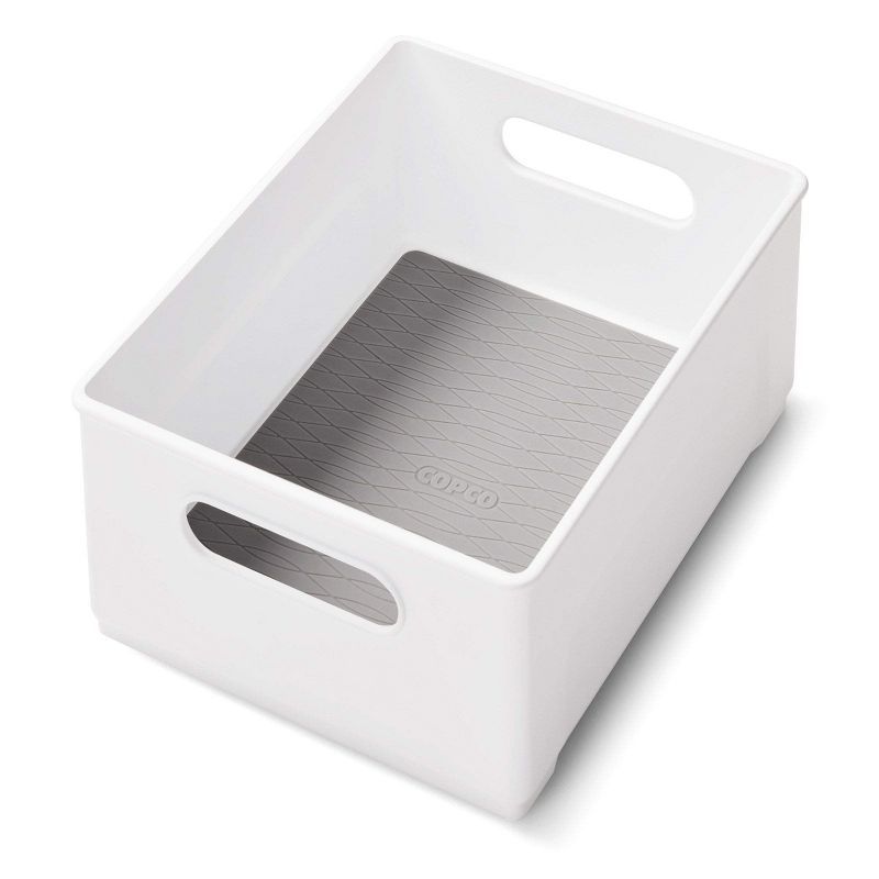 White Plastic Cabinet Storage Bin with Non-Skid Liner