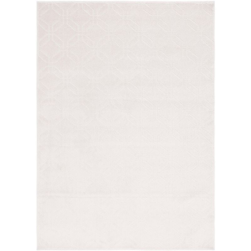 Ivory Hand-Knotted Synthetic Rectangular Area Rug