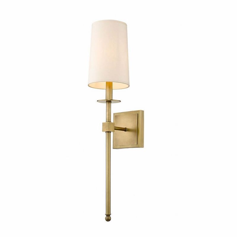 Rubbed Brass 26" Dimmable Wall Sconce with Fabric Shade