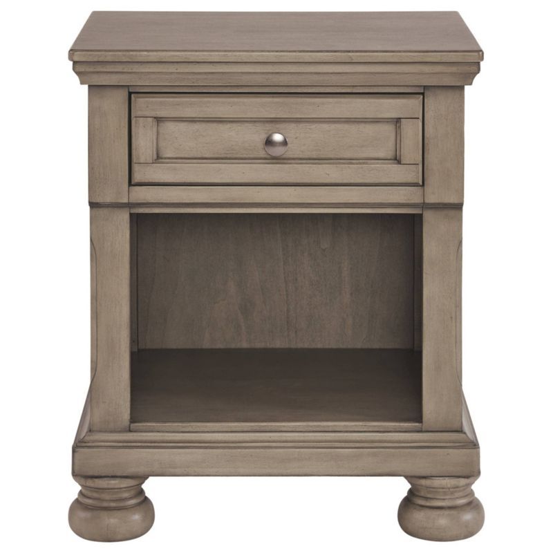 Lettner Traditional Light Gray 1-Drawer Nightstand with Bun Feet