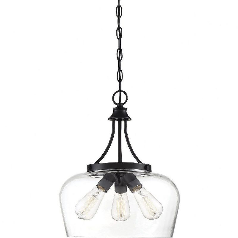 Savoy House Octave Black 3-Light Pendant with Clear Glass Shade