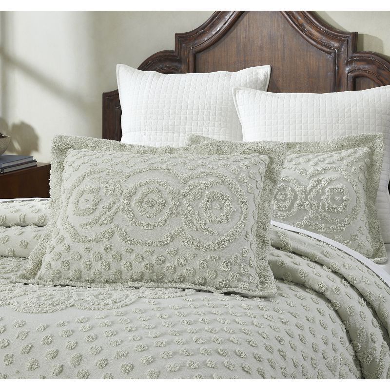 Sage Cotton Tufted Chenille Euro Sham