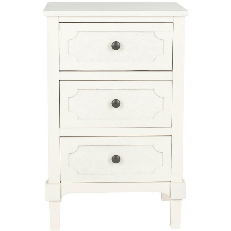 Rosaleen White Transitional 3-Drawer Pine Wood Side Chest