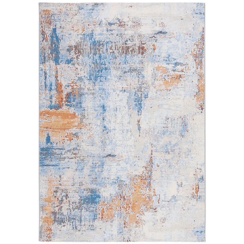 Ivory Abstract Synthetic 4' x 6' Area Rug