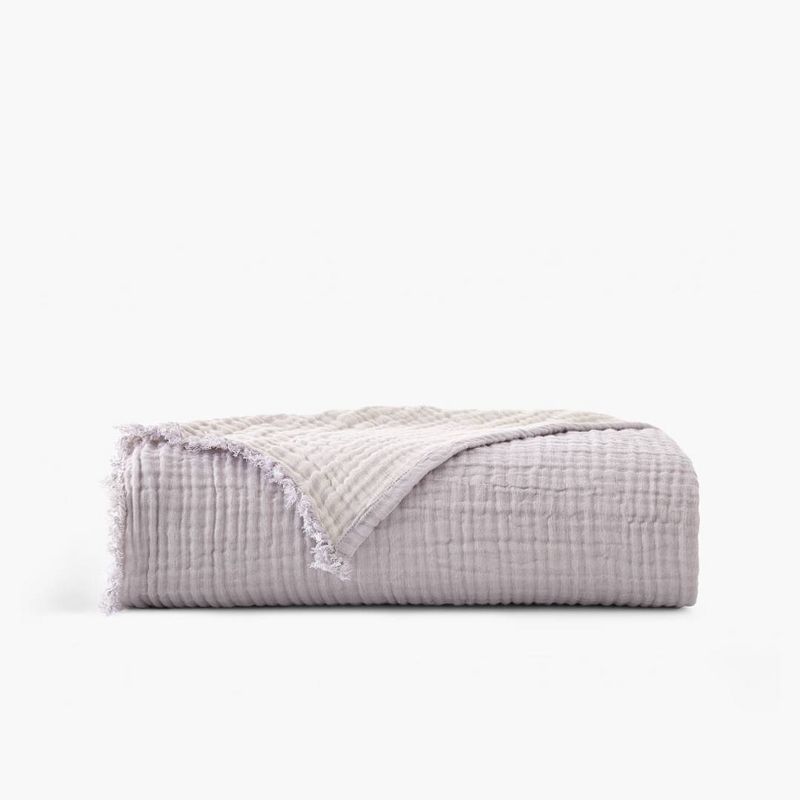 Lavender Two-Toned Organic Cotton Reversible Throw Blanket