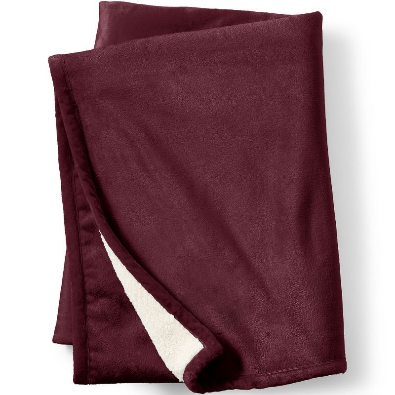 Burgundy Reversible Fleece and Sherpa Throw Blanket