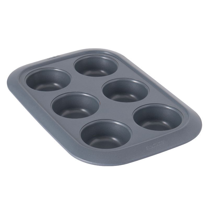 Gray Non-Stick Carbon Steel 6-Cup Cupcake Pan