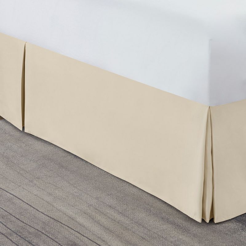 Beige Polyester Twin Split Corner Bedskirt