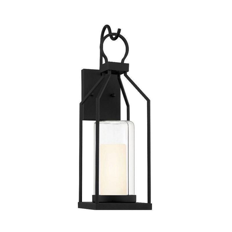 Hamilton Matte Black 21" Outdoor Wall Lantern with Opal Glass Shade