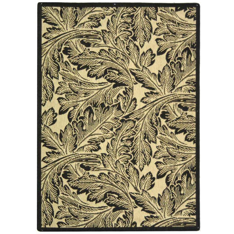 Sand and Black Rectangular Synthetic Indoor/Outdoor Area Rug