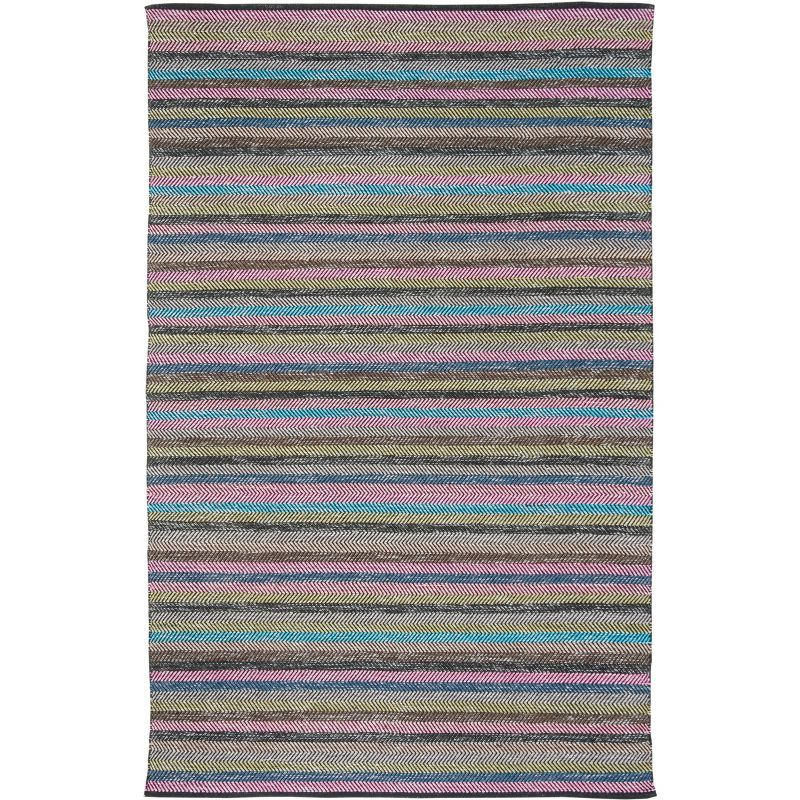 Handwoven Striped Kilim 5' x 8' Gray and Multi Wool-Cotton Rug