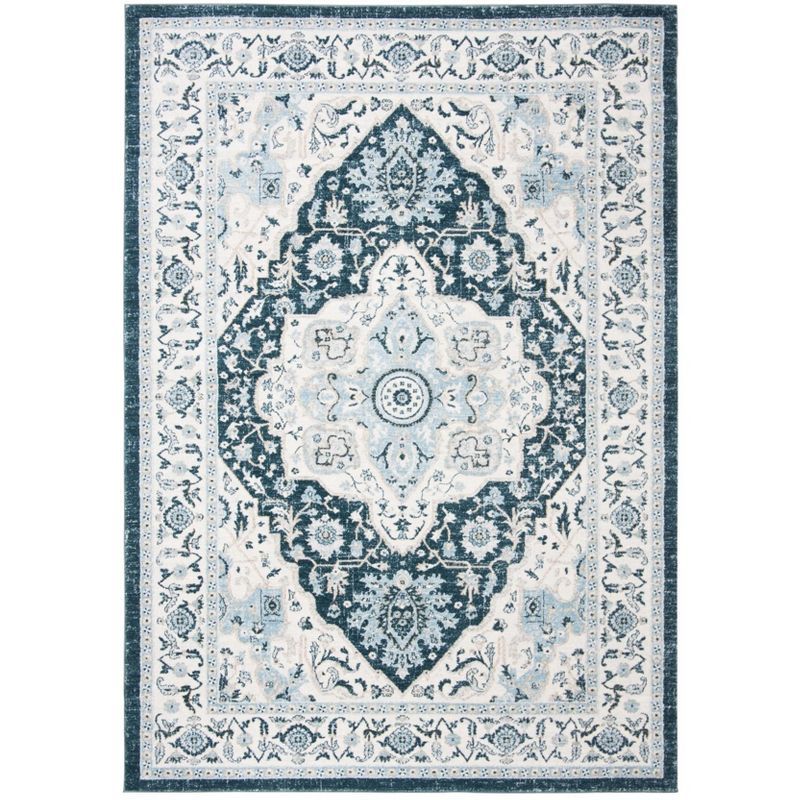 Elegance in Gray 47" Round Synthetic Stain-Resistant Area Rug