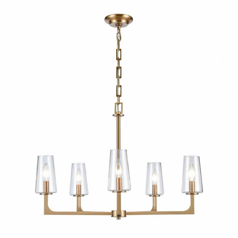 Fitzroy Lacquered Brass 5-Light Chandelier with Clear Glass Shades