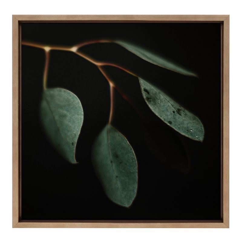 Eucalyptus Leaves Framed Canvas Print in Gold Frame