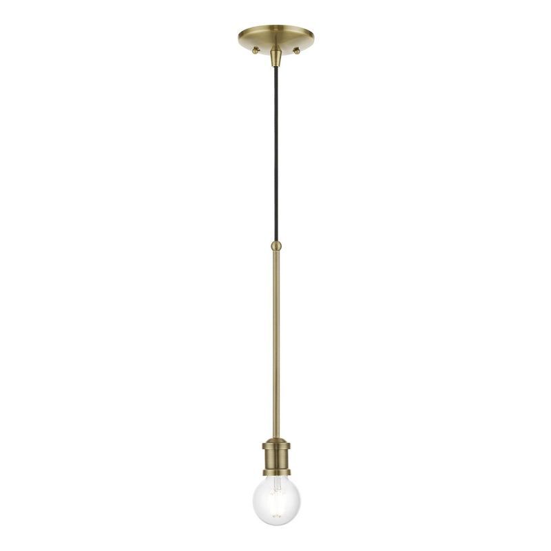 Mini Lansdale 5" Antique Brass Incandescent Indoor/Outdoor Pendant