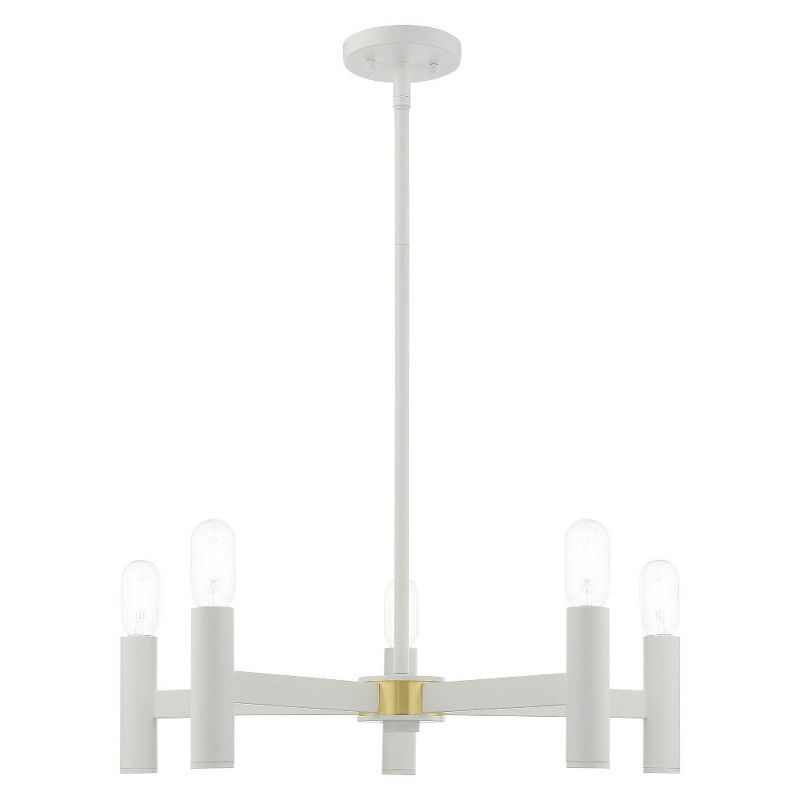 Copenhagen Mid-Century Modern 5-Light White Steel Chandelier