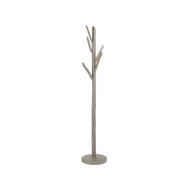 Distressed Gray Teak Tree Branch Coat and Hat Rack