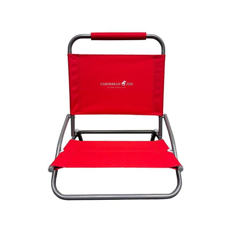 Caribbean Joe Red Low Steel Folding Beach Chair