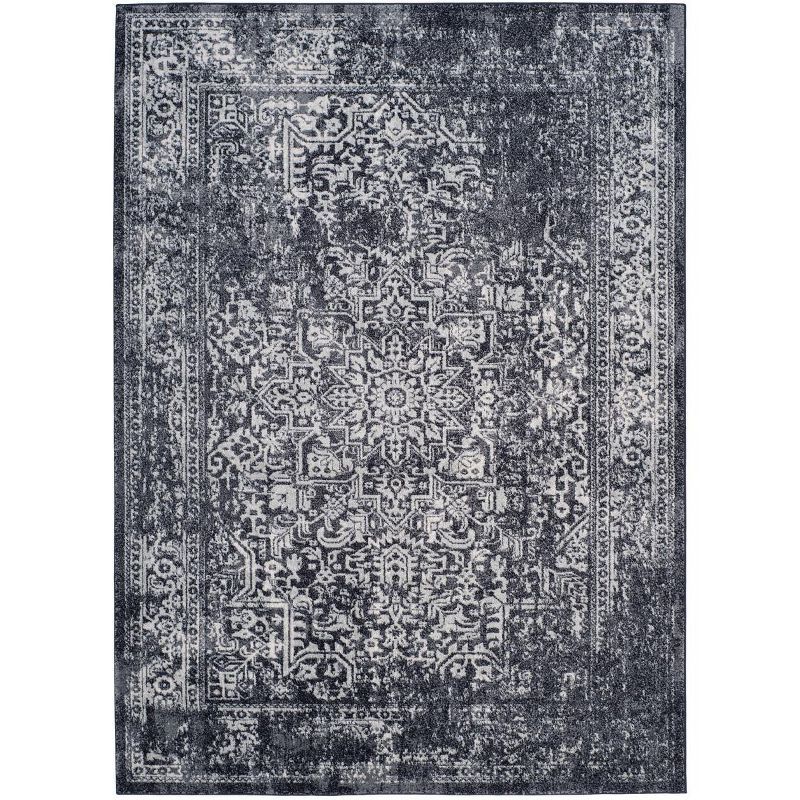 Reversible Black/Grey Synthetic Easy-Care Rug 6' x 9'