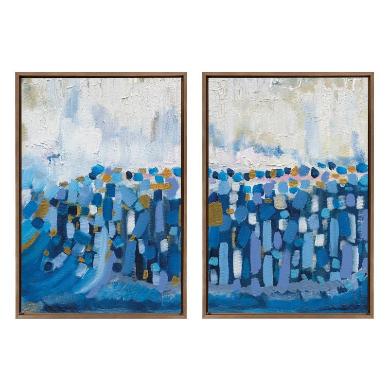 Queen Elizabeth II Blue and Gold Abstract Canvas Art Set