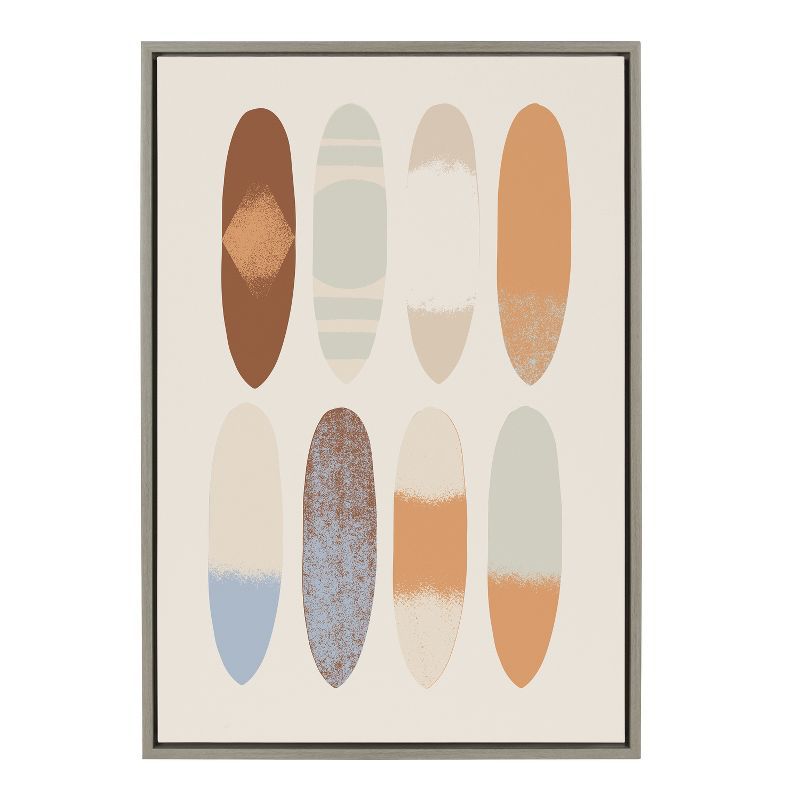 Gray and Beige Abstract Surfboard Canvas Print, 23x33