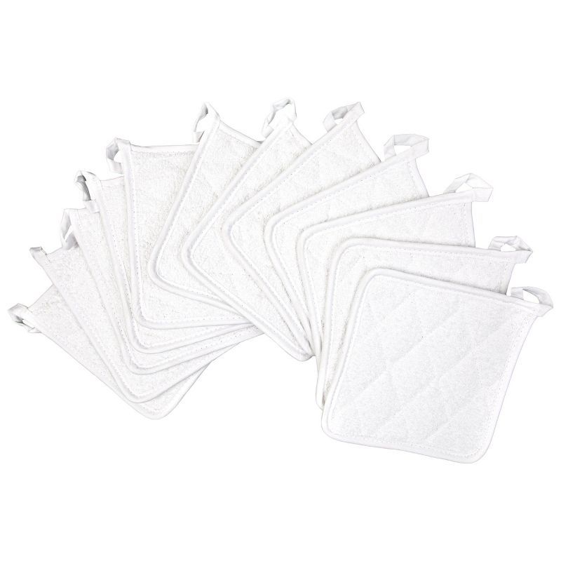 Arkwright White Cotton Heat Resistant Kitchen Potholders, 7x7 in, 12-Pack