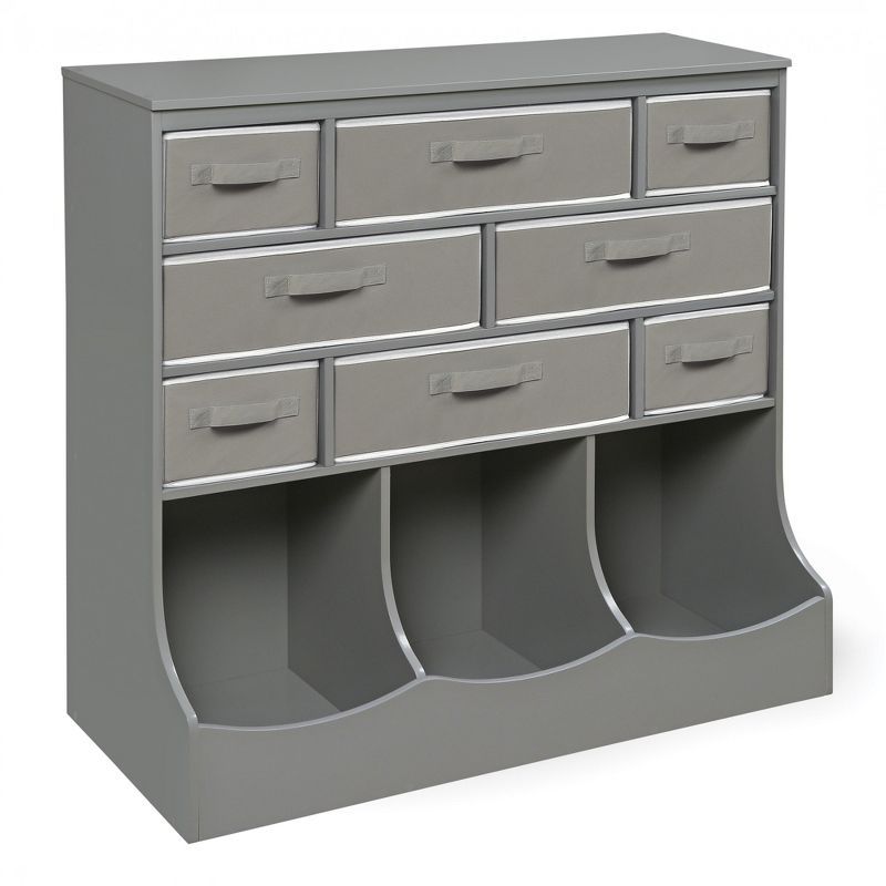 Gray MDF Kids Storage Unit with Baskets and Bins