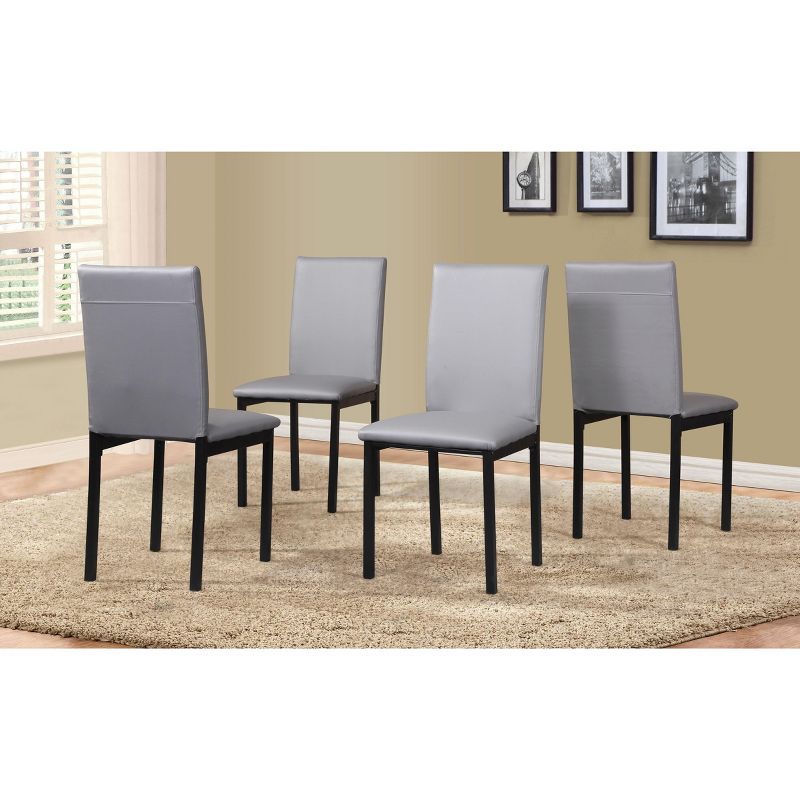 Gray Faux Leather Upholstered Metal Side Chair Set of 4