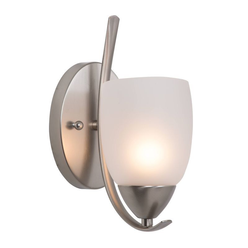 Mirror Lake Brushed Nickel Vanity Wall Sconce with White Glass Shade