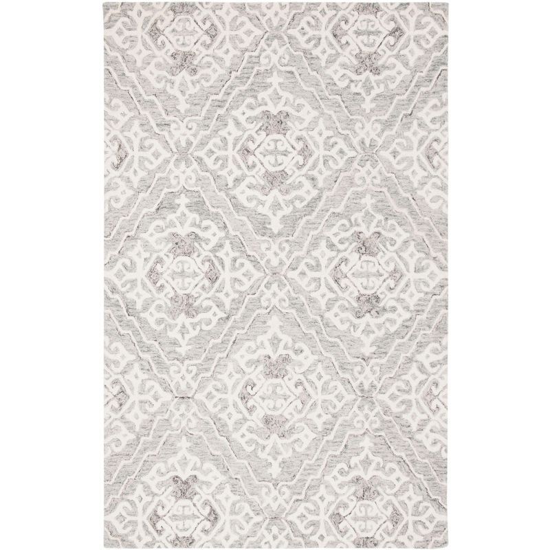 Gray and Ivory Hand-Tufted Wool 8' x 10' Area Rug