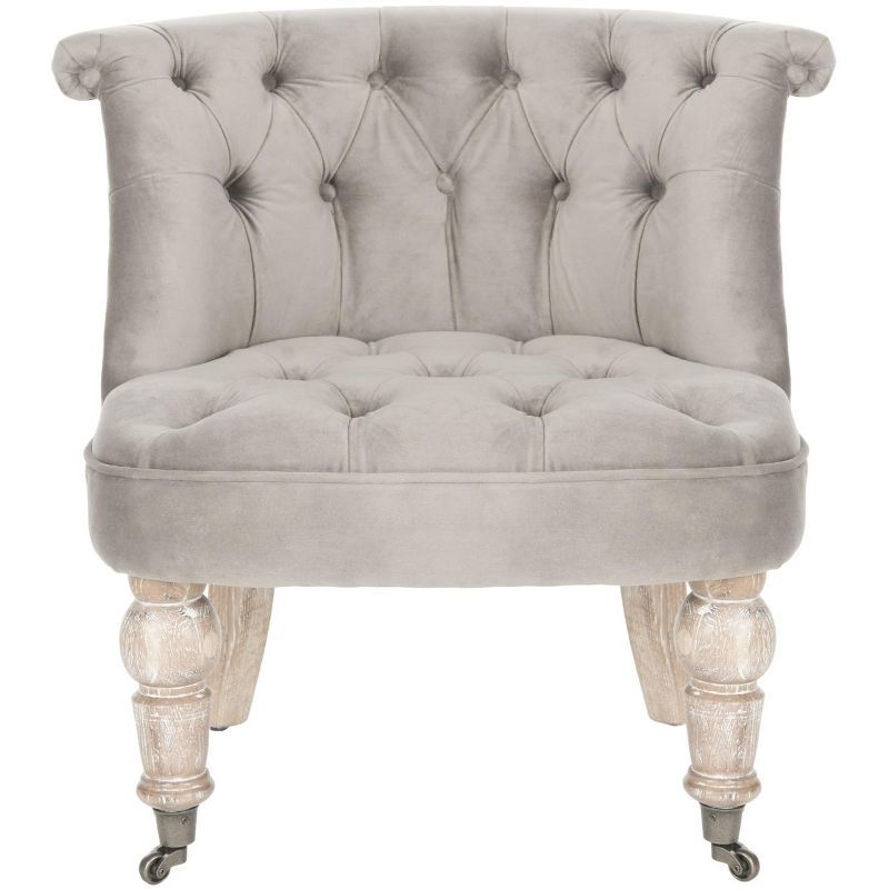 Mushroom Tufted Barrel Accent Chair with Wood Legs