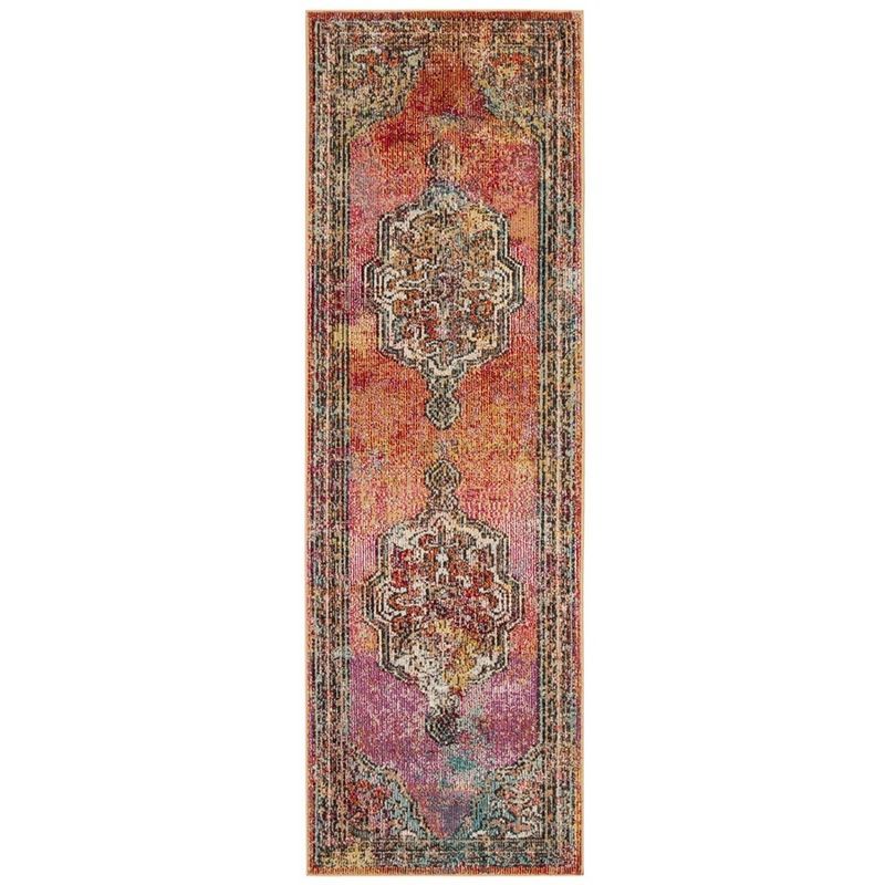 Colorful Low Pile Bohemian Floral Area Rug