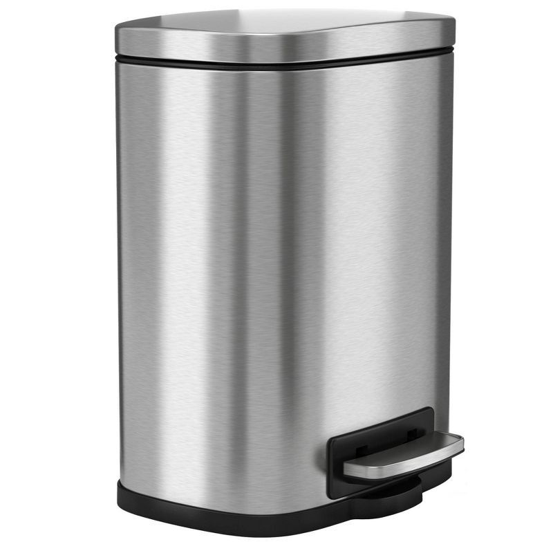 1.3 Gallon Silver Stainless Steel Step Trash Can