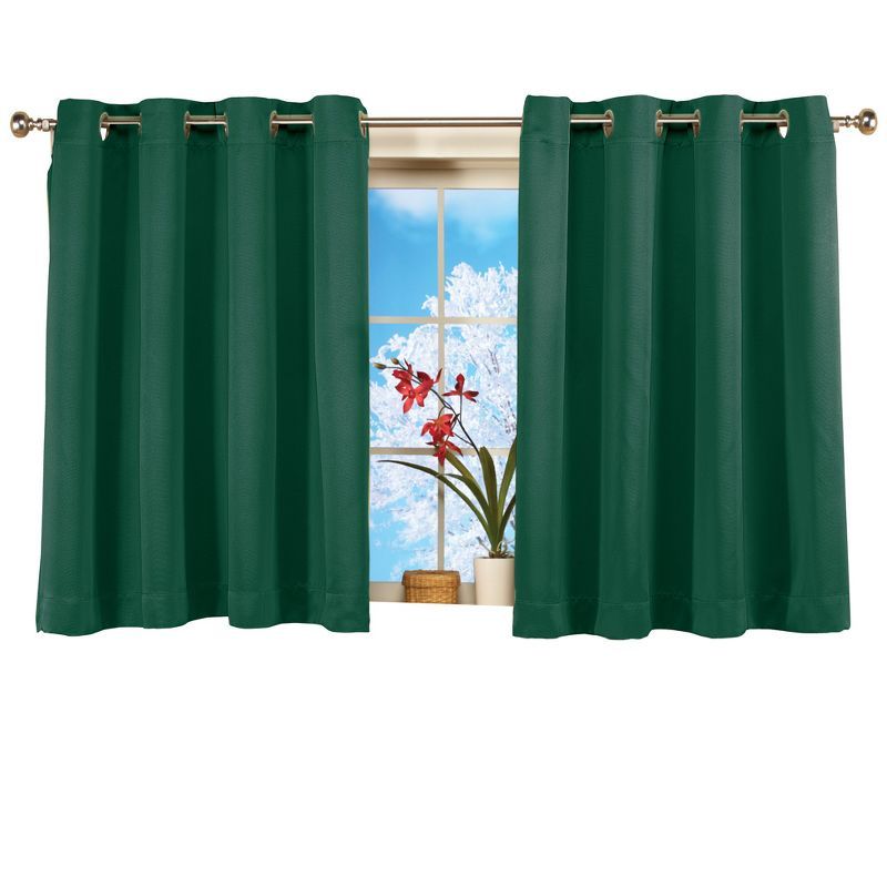 Forest Green Short Blackout Polyester Curtain Panel