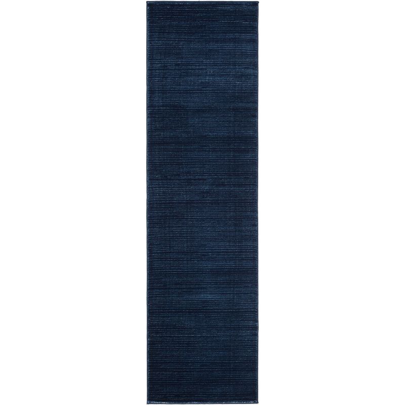 Navy Abstract Flat-Woven Synthetic Runner Rug 2'2" x 10'