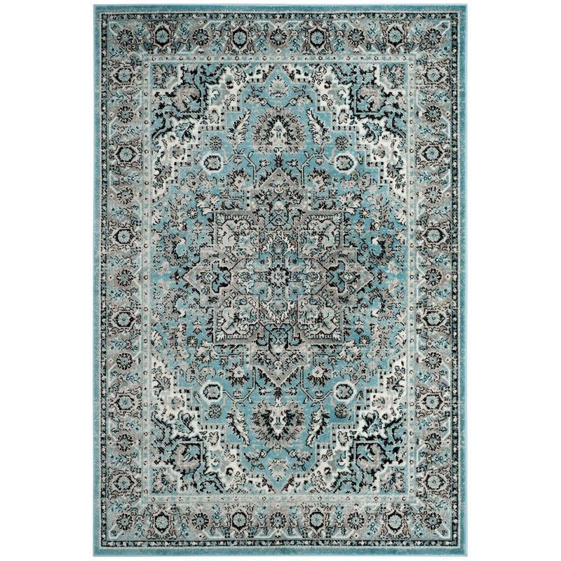 Ivory and Blue Floral Hand-Knotted Easy Care Area Rug