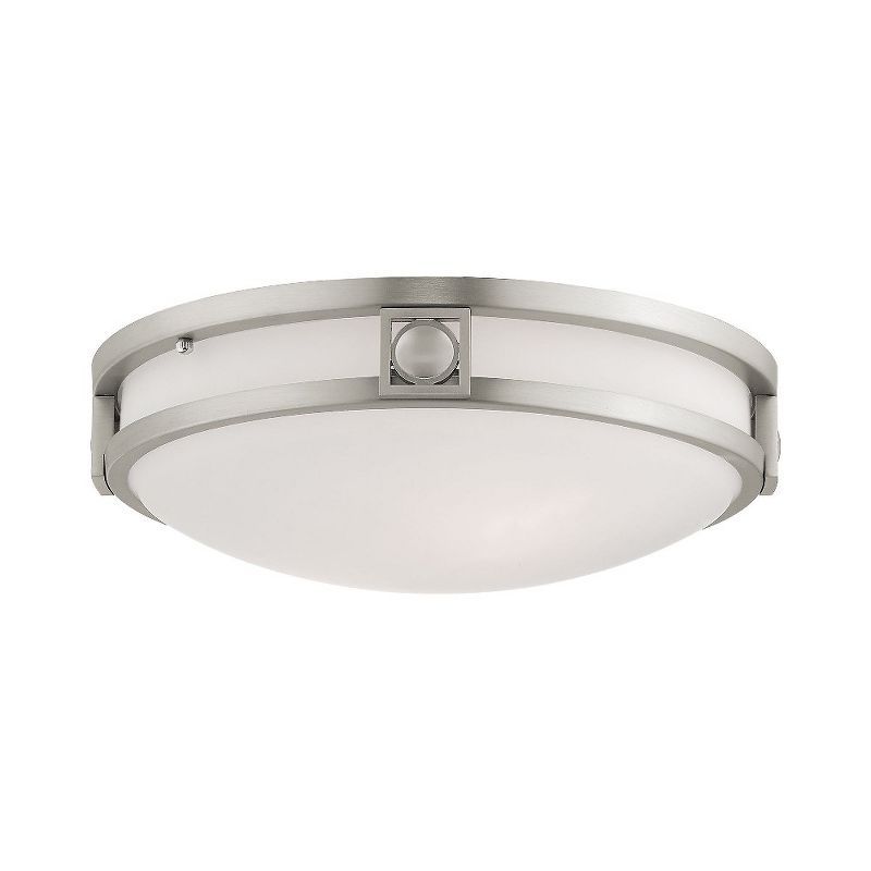 Titania Brushed Nickel 2-Light Flush Mount with Satin White Glass