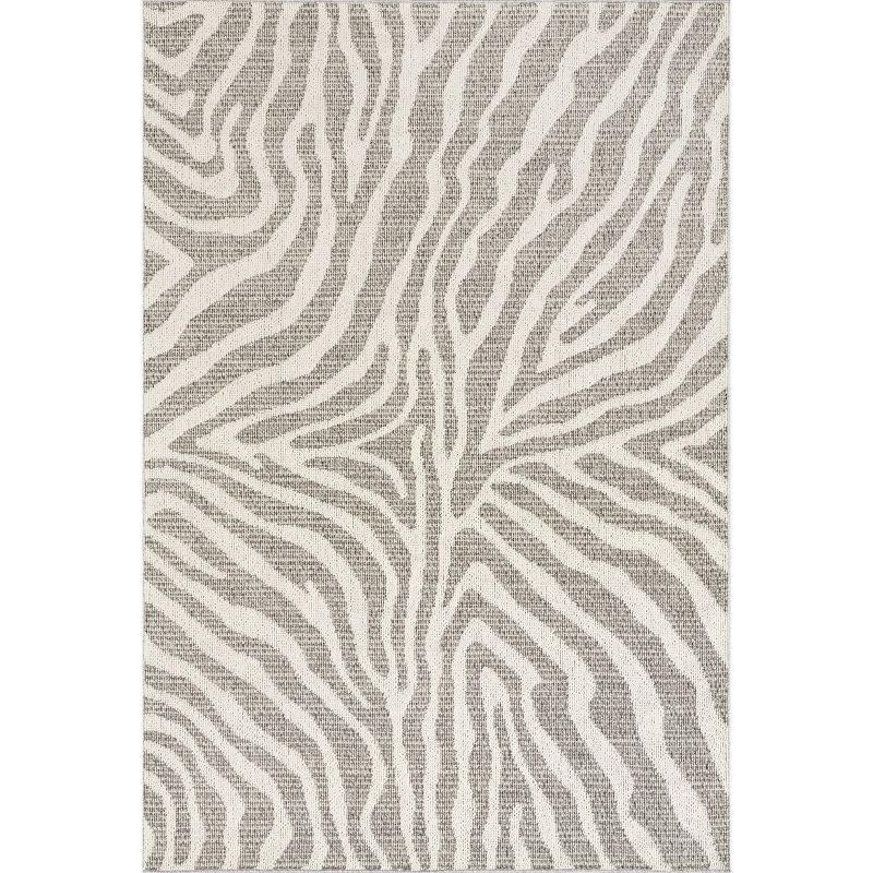 Zebra Stripe 5'x8' Grey Synthetic Indoor/Outdoor Area Rug