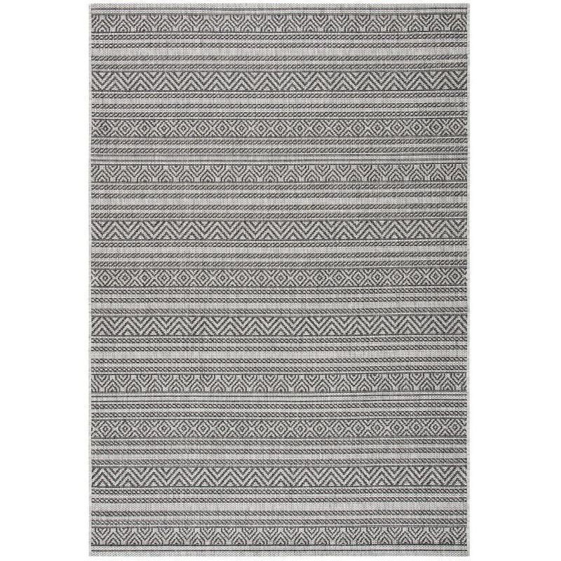 24" Black and Grey Synthetic Easy-Care Rectangular Rug