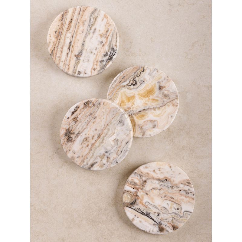 Tasmania Brown Onyx Marble Coasters, Set of 4