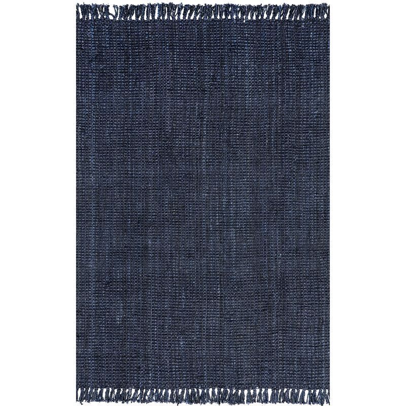 Handmade Navy Blue Braided Jute 6' x 9' Rectangular Rug