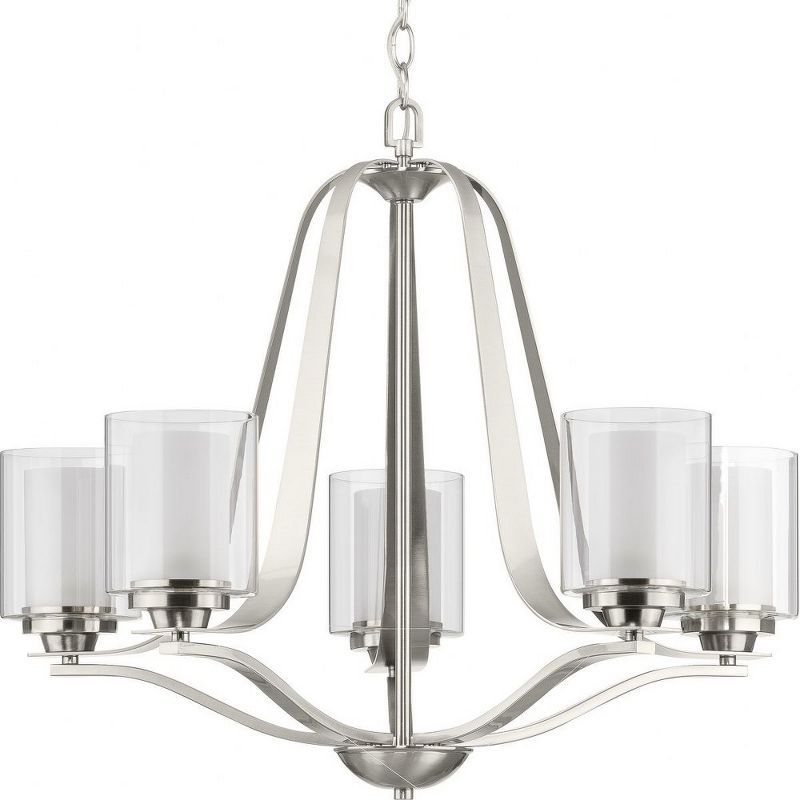 Kene Brushed Nickel 5-Light Chandelier with Etched Glass Shades