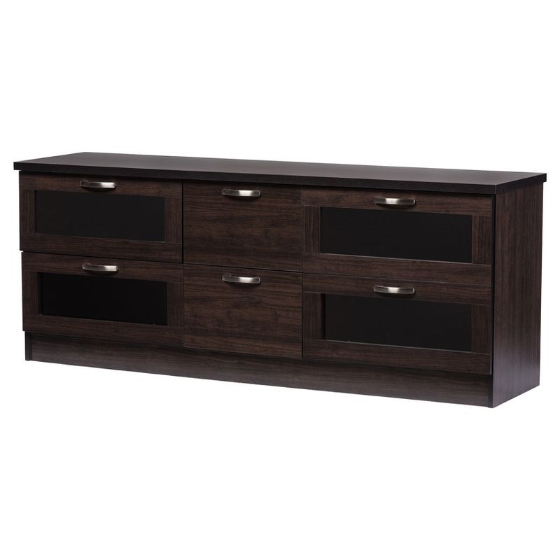 Adelino Dark Brown MDF TV Cabinet with Glass Doors