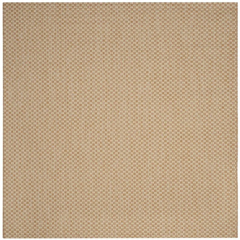 Natural Cream Checkered Square Indoor/Outdoor Rug 9' x 9'