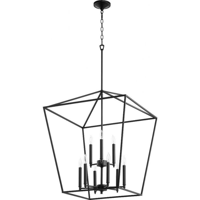 Elegant Noir Black Glass 9-Light Chandelier for Indoor/Outdoor Use