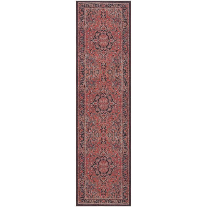 Journey Red and Navy Synthetic Washable Runner Rug