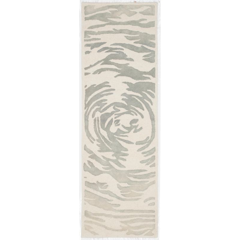 Ivory and Grey Hand-Tufted Wool Runner Rug, 2'3" x 7'