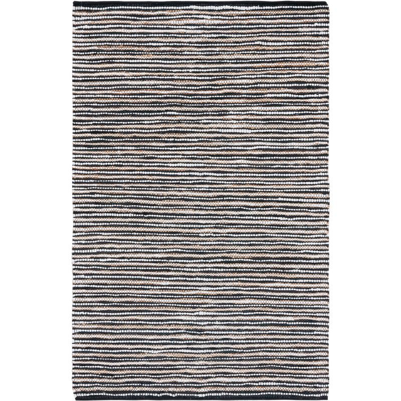 Handmade Black and Ivory Cowhide Leather 8' x 10' Area Rug