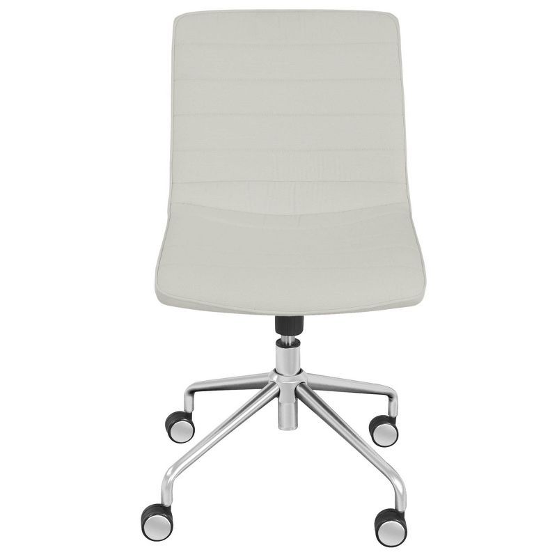 Ivory White High-Back Armless Task Chair with Polished Metal Base