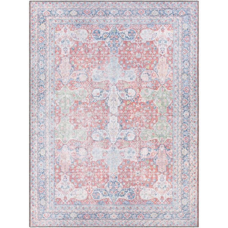 Reversible Hand-Knotted Blue Wool & Chenille Easy-Care Rug